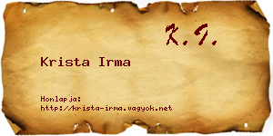 Krista Irma névjegykártya