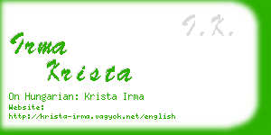 irma krista business card